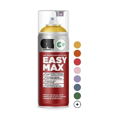 Abbildung von COSMOS LAC Sprühflasche EASYMAX Sprühlack matt mit extrem hoher Deckkraft in vielen versch. Farben Spraydosen Sprühfarbe DIY Lack Acryllack Spray Paint Farbspray Sprühdose Lackspray, zwei Sprühkappen inkl.