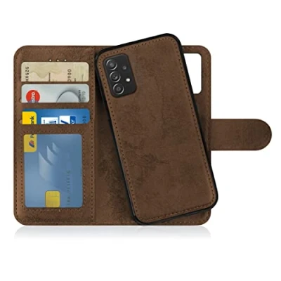 Abbildung von MyGadget Flip Case für Samsung Galaxy A52 4G 5G A52s [ abnehmbare Magnet Hülle ] Handyhülle aus Kunstleder Klapphülle mit Kartenfach Schutzhülle in Braun