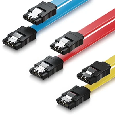 Abbildung von deleyCON 3x 0,5m S ATA 3 Datenkabel mit Clip Gelb/Rot/Blau 2x Computer Kabel