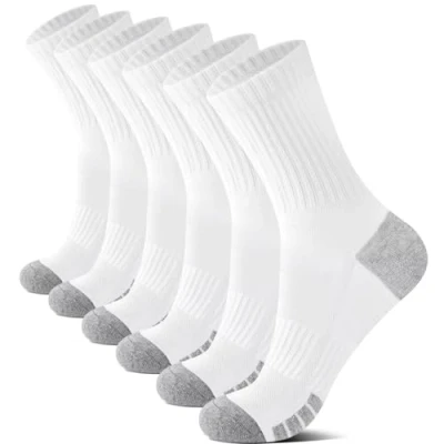 Abbildung von YouShow Herren 43 46 Tennissocken 6 Paar Crew Weich Atmungsaktiv Wandersocken Gepolstert Damen Socken Weiß Baumwollsocken Sportsocken