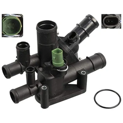 Abbildung von FEBI BILSTEIN 108921 Kühlwasserthermostat 105 mit Dichtung Temperaturschalter Gehäuse VOLKSWAGEN: Golf 4 Schrägheck, Variant