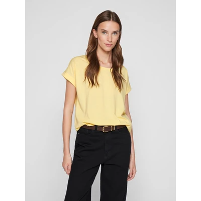 Abbildung von Vila Rundhalsshirt VIDREAMERS NEW PURE T SHIRT/SU NOOS Basic Damen Shirt mit Rundhalsausschnitt und umgeschlagenen Ärmeln