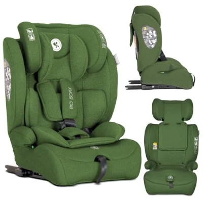 Abbildung von Lorelli Auto Kindersitz Rio mit Isofix, i Size 76 150 cm, Mitwachsender Autositz für Kinder, Babysitz, Autokindersitz, Verstellbare Kopfstütze, 5 Punkt Sicherheitsgurt, Grün