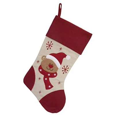Abbildung von Christmas Paradise Nikolausstrumpf zum befüllen Weihnachtsstrumpf Nikolausstiefel 42cm x 24cm Bär