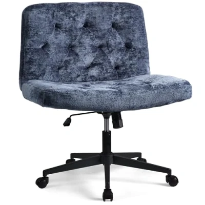 Abbildung von WangPangzi Armloser Bürostuhl mit mittlerer Rückenlehne, Chenille Stoff Breiter Schreibtischstuhl aus Stoff,höhenverstellbare Gaming Stuhl, Schlafzimmer Dressing Stuhl(Blau)