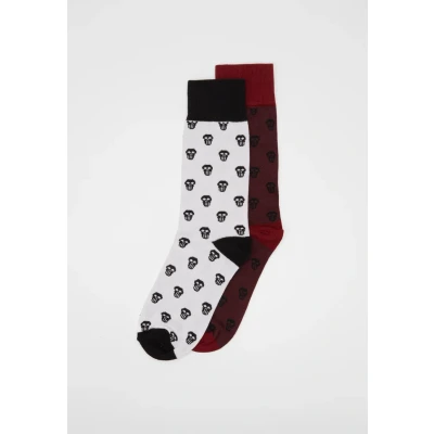 Abbildung von Urban Classics Skull Allover 2 PACK Socken, Herren, Größe: 35 38, Cherry/white