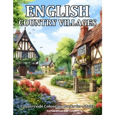 Abbildung von English Country Villages: Countryside Colouring Books for Adults with Beautiful Cafe, Charming Cottage, Peaceful Town, and Much More