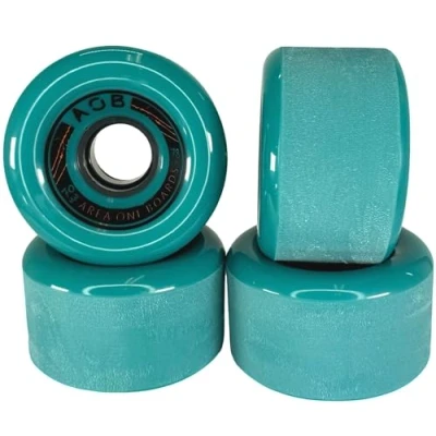 Abbildung von AOB Premium Longboard/Cruiser 2K Rollen Wheels (4 Stck.) Set Rundlauf kalibriert aufgeraut geschliffen (Blau 70x42mm 78A)