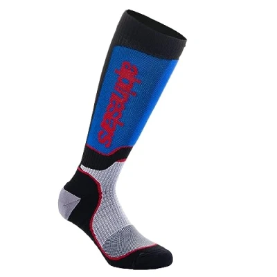 Abbildung von Alpinestars Unisex Youth Plus Technische Socken MX, Schwarz Weiß Königsblau, M/L
