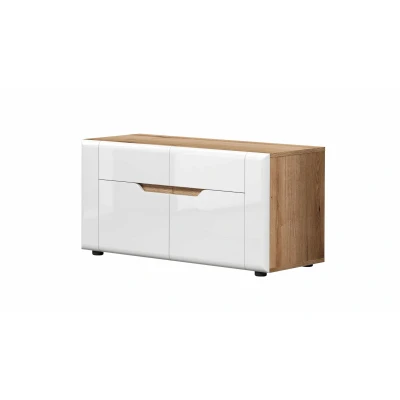 Abbildung von Garderobenbank weiß hochglanz Eiche 91 cm JARON