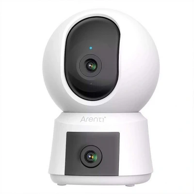 Abbildung von ARENTI P3TT 3 MP Überwachungskamera für Innenbereiche mit Zwei Objektiven, Schwenk und Neigefunktion, 2,4 GHz 5 Dual Band WLAN, Automatische Verfolgung Geräuscherkennung