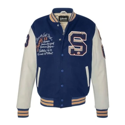 Abbildung von Schott NYC Herren lcteddybd Jacke, Blau/Offwhite, XL