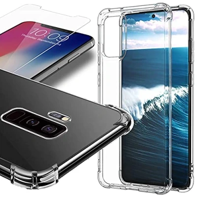 Abbildung von Eximmobile Silikon Hülle mit Kantenschutz + Panzerfolie kompatibel Huawei Y6 (2018) Case in transparent