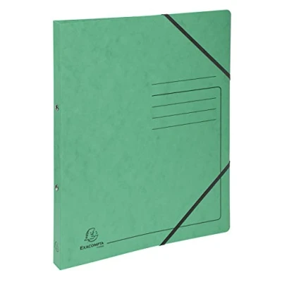 Abbildung von Exacompta Ref. 542553E Karton mit 10 Ordnern aus glänzender Karte bedruckt Gummibändern 2 runde Ringe Durchmesser 15 mm Rücken 20 Außenmaße 32 x 25 cm Ordnerformat A4 Farbe Grün