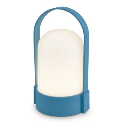 Abbildung von BRILONER LED Tischlampe kabellos IP44 mit Touch, dimmbar in Stufen, Akku tauschbar, Nachttischlampe, Leselampe, Lampe, Campinglampe, Tischleuchte, Outdoor 9x8x15,5 cm, Blau