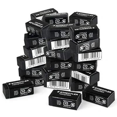Abbildung von Staedtler 526 B40 9 Radierer rasoplast phtalat und latexfrei, 16 x 13 33 mm, Schachtel mit 40 Stück, schwarz