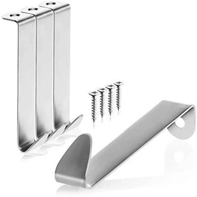 Abbildung von com four® 4x Türhaken aus Edelstahl Kleider Haken für die Türaußenseite Garderobenhaken Schranktür und Zimmertür außen 8,5 cm (04 Stück mit Schraube)