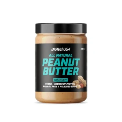 Abbildung von BioTechUSA Peanut Butter Natürliche vegane Eiweißquelle Glutenfrei, ballaststoffreich, Palmöl frei, 400 g, Crunchy