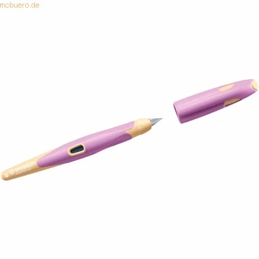 Abbildung von Ergonomischer Schulfüller für Linkshänder mit Standard Feder M STABILO EASYbirdy Pastel in soft pink/apricot inkl. Patrone blau (löschbar)