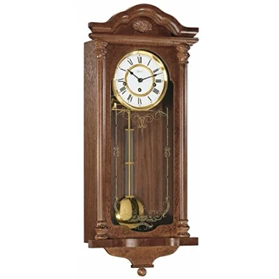 Abbildung von Hermle Wanduhr, Metall, Holz, braun, 67cm x 29cm 14,5cm