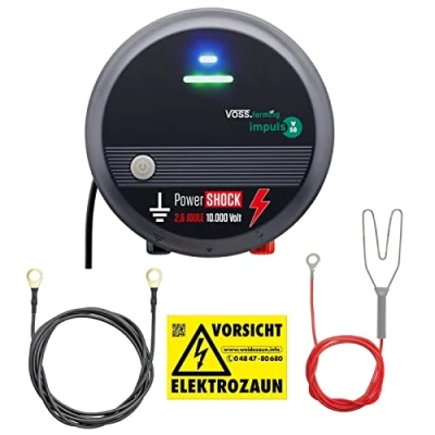 Abbildung von VOSS.farming 230V Weidezaungerät mit PowerShock, gefühlte 5,2 Joule und 10.000V schlagstarkes Elektrozaungerät für einen sicheren Weidezaun