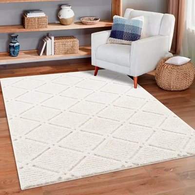 Abbildung von Home affaire Hochflor Teppich &quot;Tammo&quot;, rechteckig, besonders weich, Uni Farben, Rauten Optik, 3D Effekt