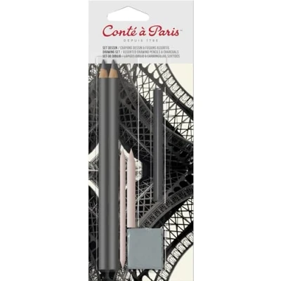 Abbildung von Conté a Paris 50073 Drawing Set in Künstlerqualität für kontrastreiches und flächiges Zeichnen, Schreiben Skizzieren