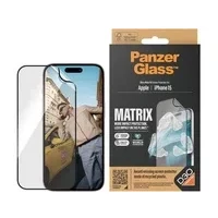 Abbildung von Apple iPhone 15 Schutzfolie PanzerGlass Matrix Recycled Ultra Wide Fit Anti Bacterial Screenprotector incl. applicator ﻿Ultra Recycelter