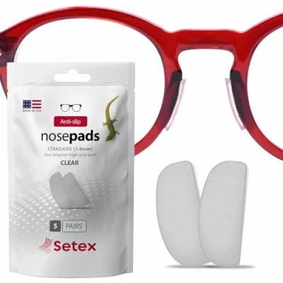 Abbildung von Setex Gecko Grip Anti Rutsch Nasenpads für Brillen (5 transparente Paare), innovative mikrotexturierte Fasern, ultrastarker Halt, selbstklebende Pads