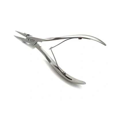 Abbildung von Eckenzange fein für Fußpflege Nagelzange spitz extrem schlank tiefeingewachsene Nägel doppelseitige Schnittmöglichkeit Double Cut 12,5 cm