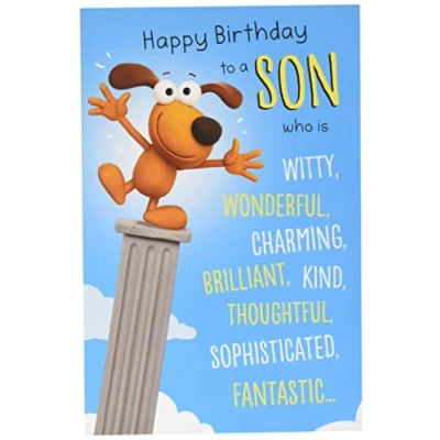 Abbildung von UK Greetings Geburtstagskarte für Sohn lustiges Design