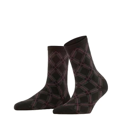 Abbildung von FALKE Damen Socken Argyle Mood , Nachhaltige Biologische Baumwolle Wolle, 1 Paar, Schwarz (Black 3000), 35 38