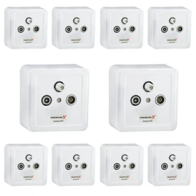 Abbildung von 10x PremiumX PX3 Antennendose 3 Fach Enddose Antennen Dose Einzel und Stichleitungsdose Aufputz Unterputz SAT TV Radio HD Multimediadose