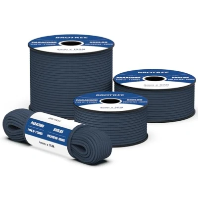 Abbildung von Brotree 550 Paracord 4mm 100m Schnur 100% Polyester Seil Reißfest Typ III 7 Kern für Armbänder, Basteln, Outdoor, Camping, Survival Navy Blau