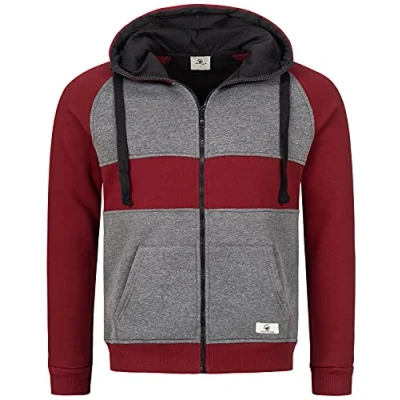 Abbildung von Rock Creek Herren Sweatjacke Hoodie Kapuzenjacke Kapuzenpullover Reißverschluss Pullover Übergangsjacke Fleecejacke Herrenjacke H 278 Grau Weinrot L
