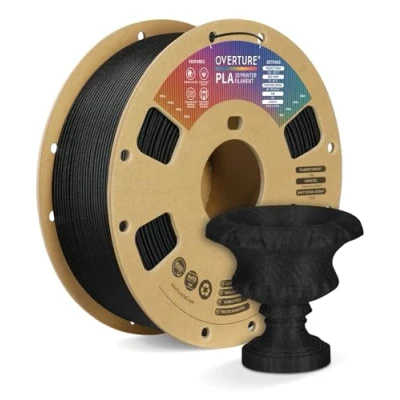 Abbildung von OVERTURE PLA Filament 1,75 mm, 1 kg Spule (2,2 lbs), Maßgenauigkeit +/ 0,03 für 3D Drucker (Glitzer Schwarz)