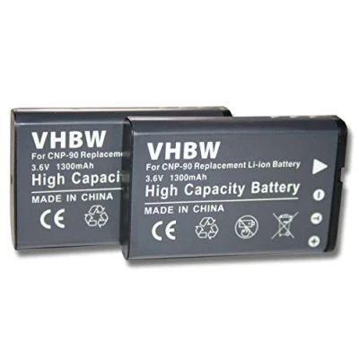Abbildung von vhbw 2X Akku kompatibel mit Casio Exilim EX Serie H10, FH100, H15 HI Zoom Kamera (1300mAh, 3,6V, Li Ion)