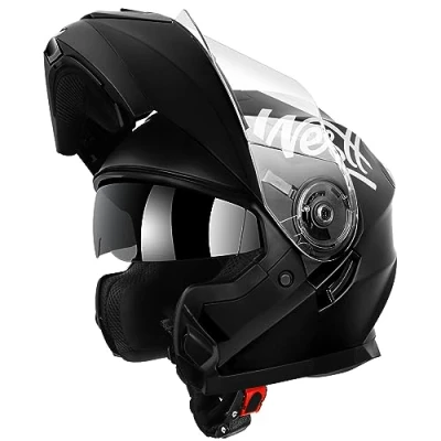 Abbildung von Westt Klapphelm Motorradhelm, Integralhelm mit Doppelvisier, ECE 22.06 Motocross Helm für Erwachsene Männer und Frauen, Schwarz, XL (61cm)