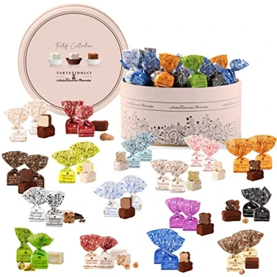 Abbildung von GUSTONE. gemischte Premium Trüffel Collection in elder Geschenkdose 32 hochwertige Schokoladen Trüffelpralinen von Torroneria Piemontese