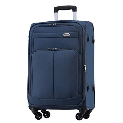 Abbildung von BEIBYE Leichter Stoffkoffer Kofferset Trolley Außentaschen Dehungsfuge mehr Stauraum mit Zahlenschloss (Blau, XL Großer Koffer 74cm)