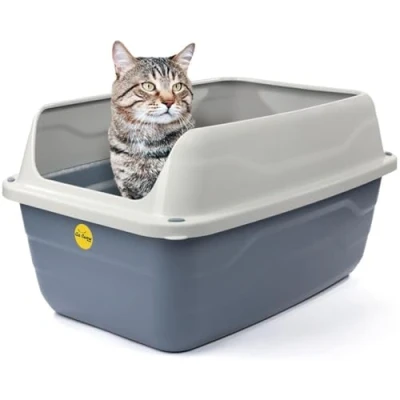 Abbildung von Cat Centre Katzenklo XL Offen Mit Extra Hohem Rand Katzentoilette Ohne Deckel Grau 56 x 40 cm