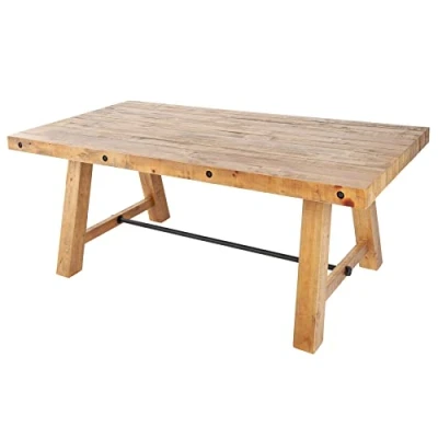Abbildung von riess ambiente Esstisch FINCA 200cm vintage braun, recyceltes Massivholz · mit Querstrebe Industrial Pinienholz