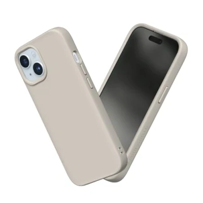 Abbildung von RhinoShield Case kompatibel mit [iPhone 15 Plus] SolidSuit Stoßdämpfende &amp; schlanke Schutzhülle Premium Finish 3.5 Meter Fallschutz Sandbeige