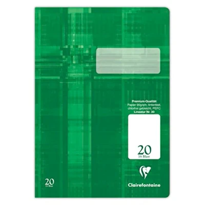 Abbildung von Clairefontaine 331020C Packung mit 25 Heften, ideal für die Schule, DIN A4, Lineatur 20 blanko, 16 Blatt, 90g, Grün, 1 Pack