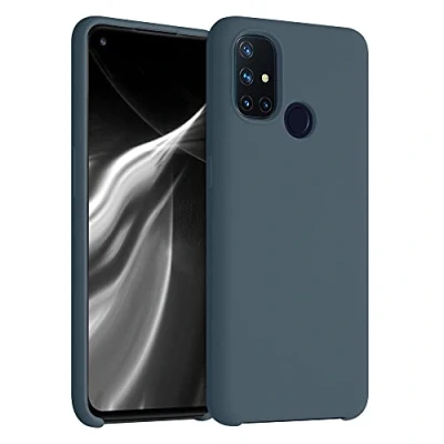 Abbildung von kwmobile Hülle kompatibel mit OnePlus Nord N10 5G Silikon Handy Case Handyhülle weiche Oberfläche kabelloses Laden Dunkler Schiefer