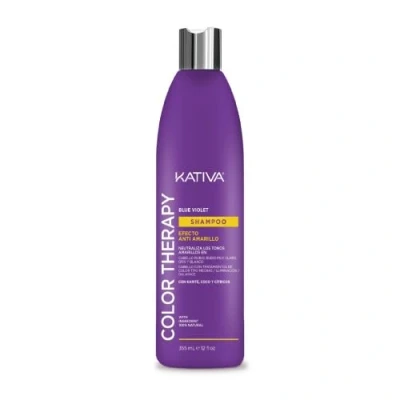 Abbildung von KATIVA Color Therapy Blue Violet, Mattierendes Shampoo, 355 ml, violettes Shampoo mit Anti Gelb Effekt, Karité, Kokosnuss und Zitrus, ohne Salz, Sulfate Parabene, blond, weißes oder graues Haar