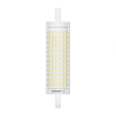Abbildung von Osram LED Line Lampe mit Filament, klarer Leuchtkörper aus Kunststoff, 20 W, R7s Retrofit Sockel, EEK D, 3000 lm, K warmweißes Licht für die Allgemeinbeleuchtung.
