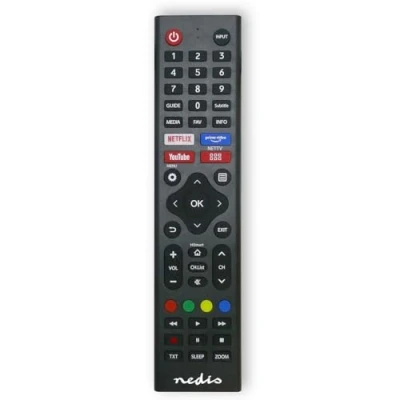 Abbildung von Ersatz Fernbedienung Passend für: Hi Sense Vorprogrammiert 1 Gerät Disney + Button/Netflix Button/Rakuten TV Button Infrarot Schwarz