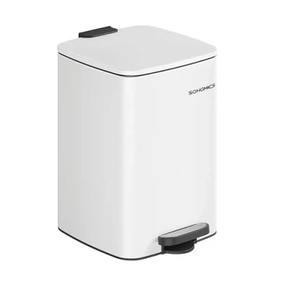 Abbildung von SONGMICS Mülleimer Küche, 20 Liter Abfalleimer, Tretmülleimer, Stahl, mit Inneneimer, Softclose, Offenhaltefunktion, wolkenweiß LTB592W02