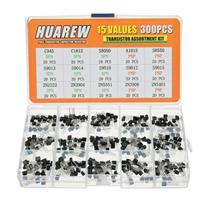 Abbildung von HUAREW 15 Werte 300 Stück Transistoren NPN C945 C1815 S8050 S9013 S9014 S9018 2N2222 2N3904 2N5551 PNP A1015 S8550 S9012 S9015 2N3906 2N5401 BJT Bipolar Junction Klassifizierungs kit